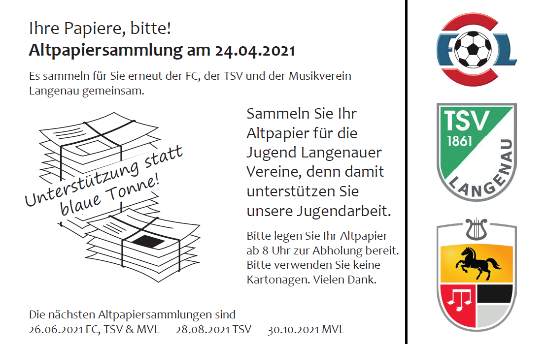 altpapiersammlung 24 04 2021